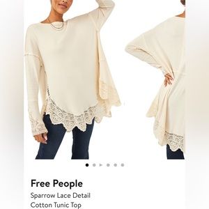 Free People Sparrow Lace Detail Cotton Tunic Top